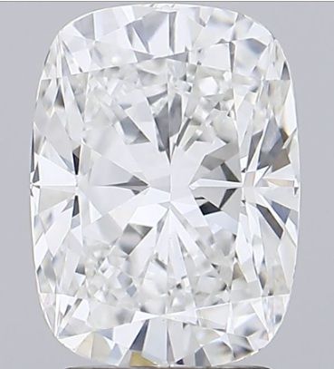 6.02-carat cushion diamond with E color, null cut, and VS1 clarity.