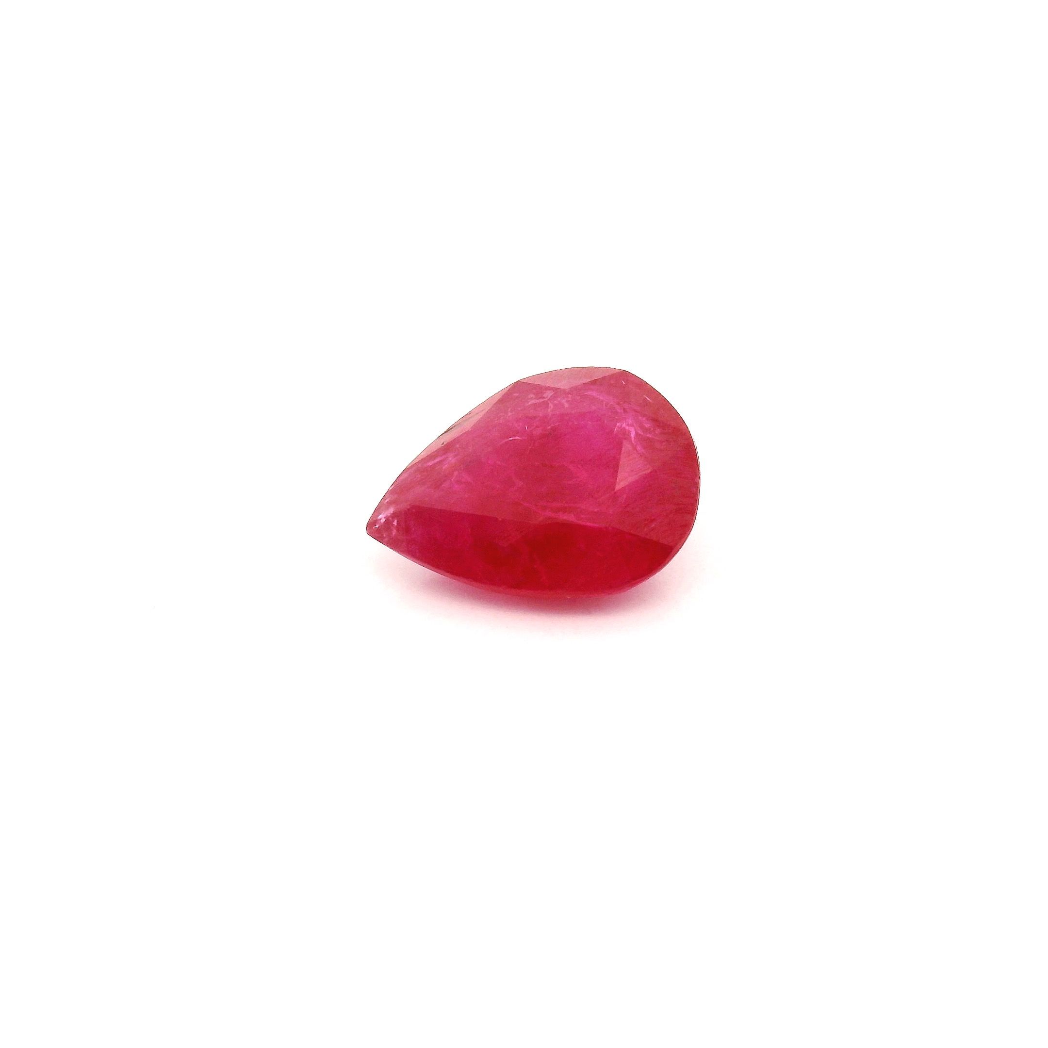 Rubin 1,34 ct, czerwony, szlif gruszka