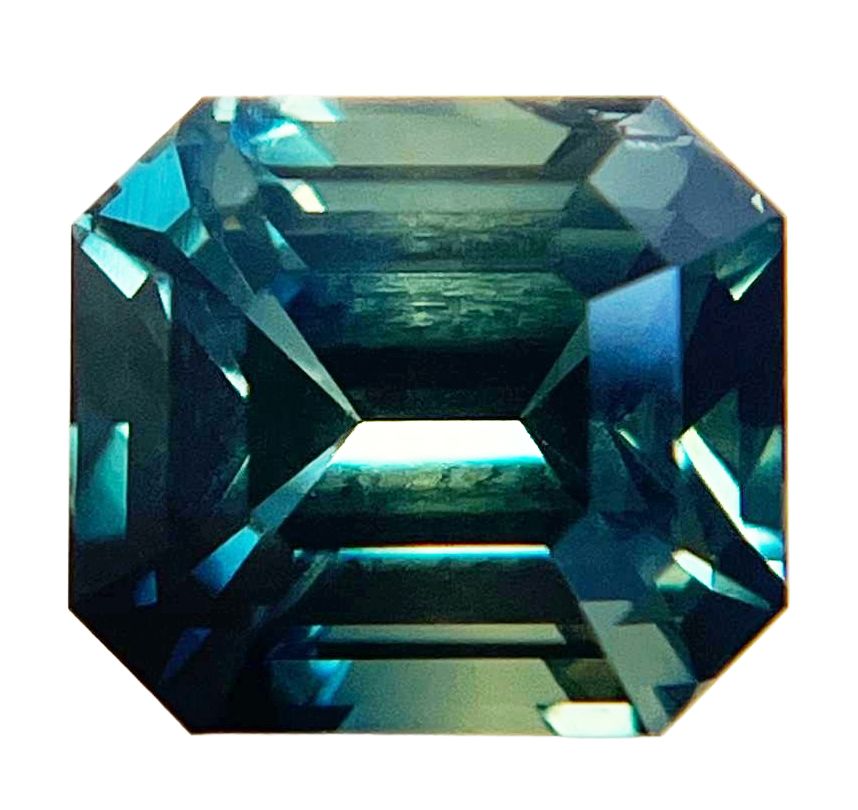 Szafir 3,32 ct, zielony, szlif szmaragdowy