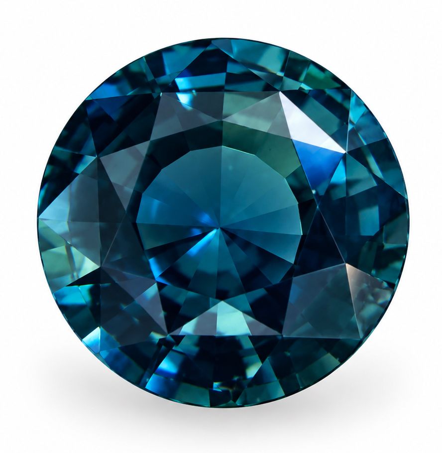 Szafir 6,99 ct, zielony, szlif okrągły