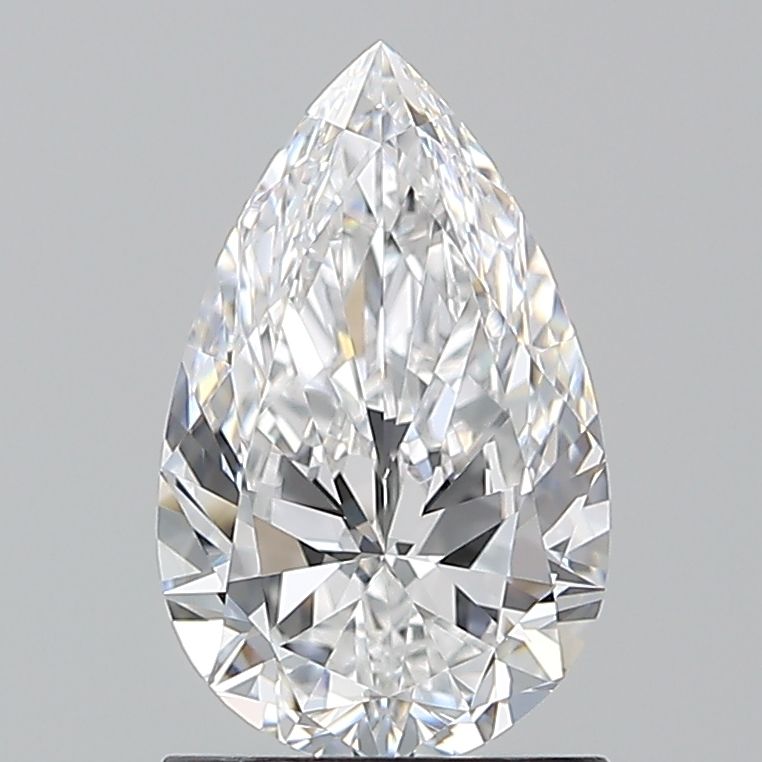 1.2-carat pear diamond with D color, null cut, and VS1 clarity.
