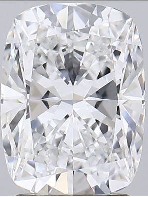 2.54-carat cushion diamond with E color, null cut, and VVS2 clarity.