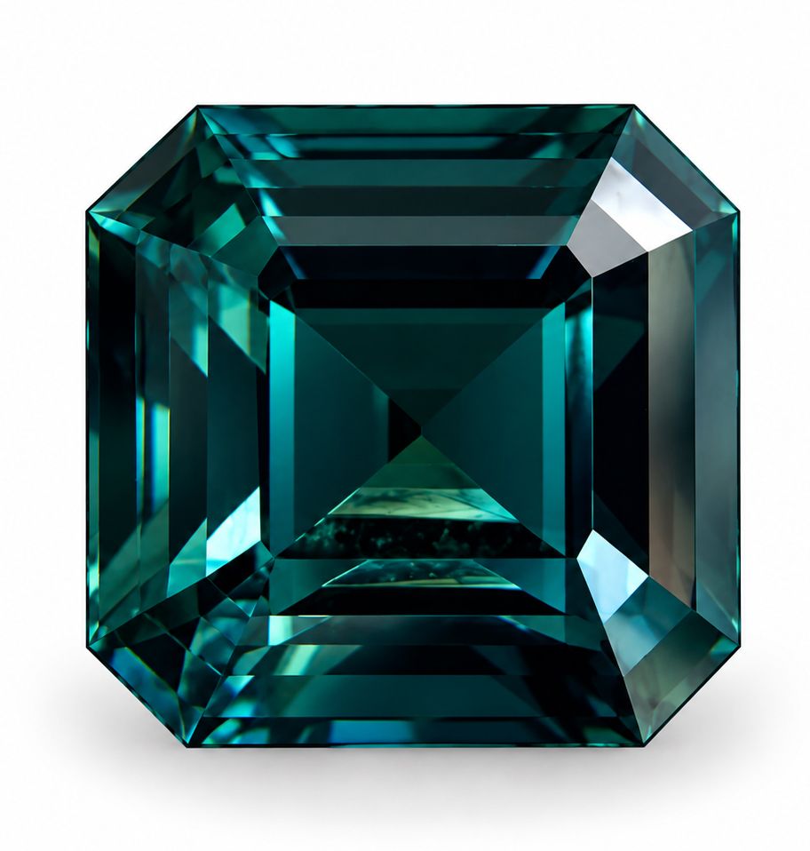 Szafir 11,52 ct, zielony, szlif szmaragdowy