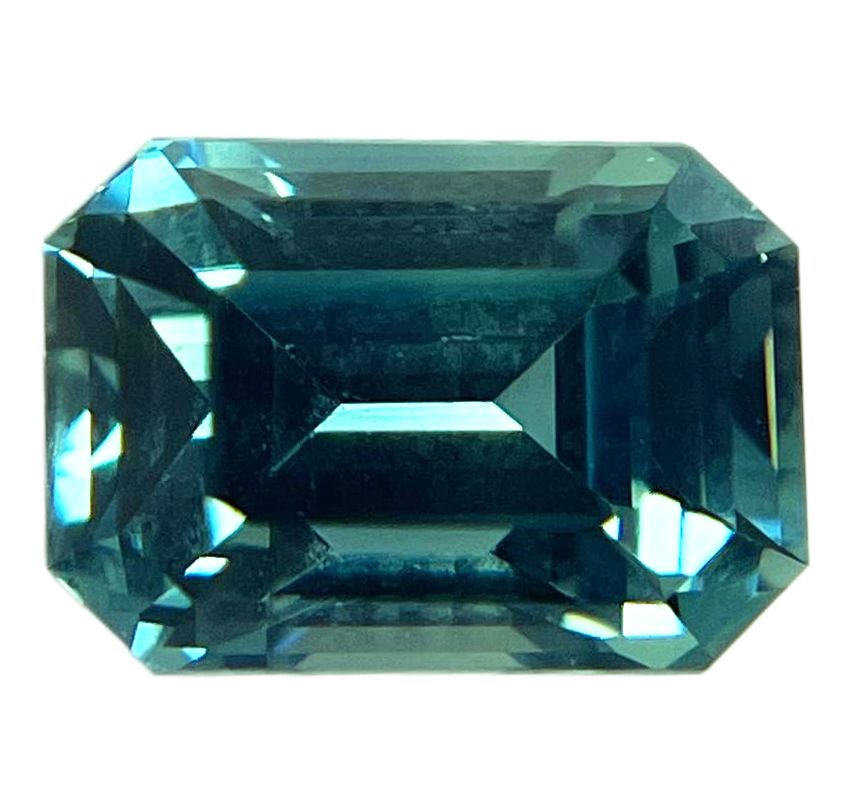 Szafir 4,05 ct, zielony, szlif szmaragdowy
