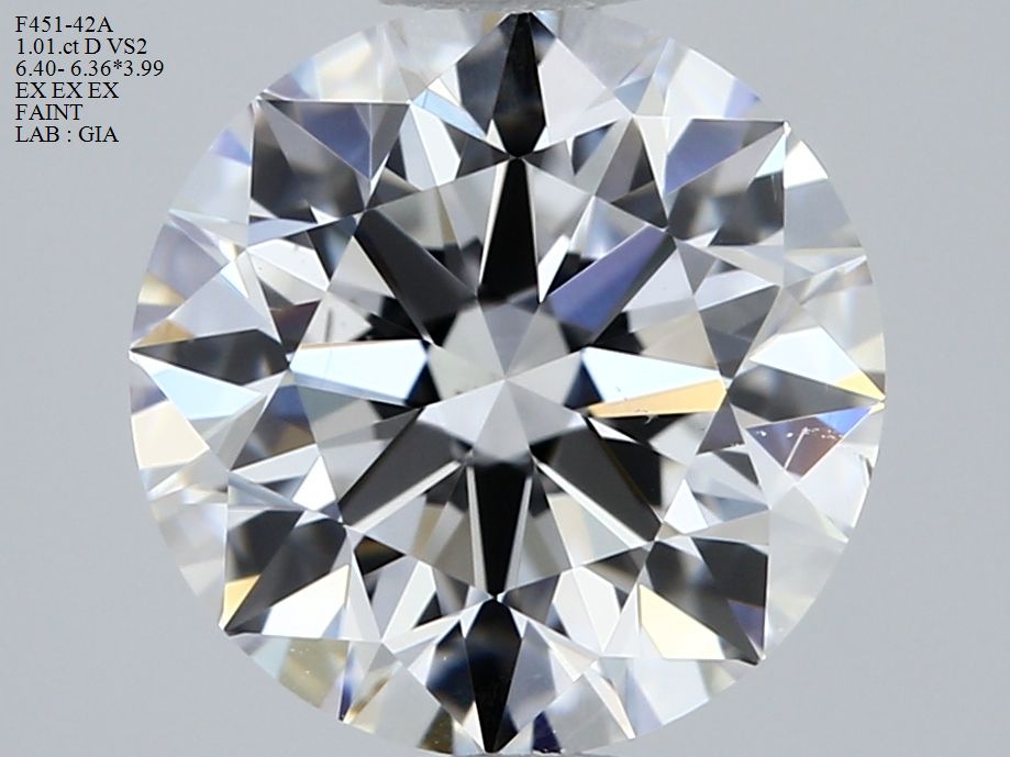 Diamant Rond 1.01 ct - Couleur D - Pureté VS2