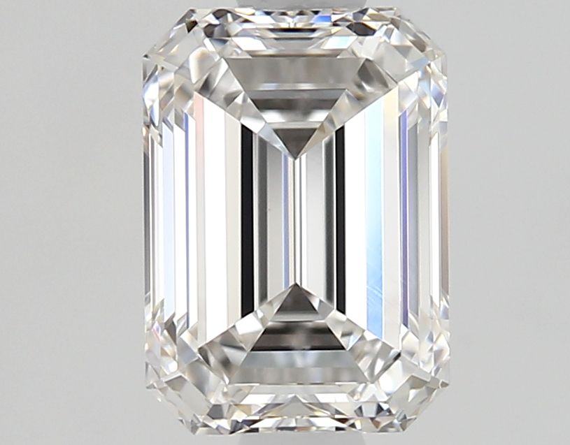 1.25-carat emerald diamond with F color, null cut, and VVS2 clarity.