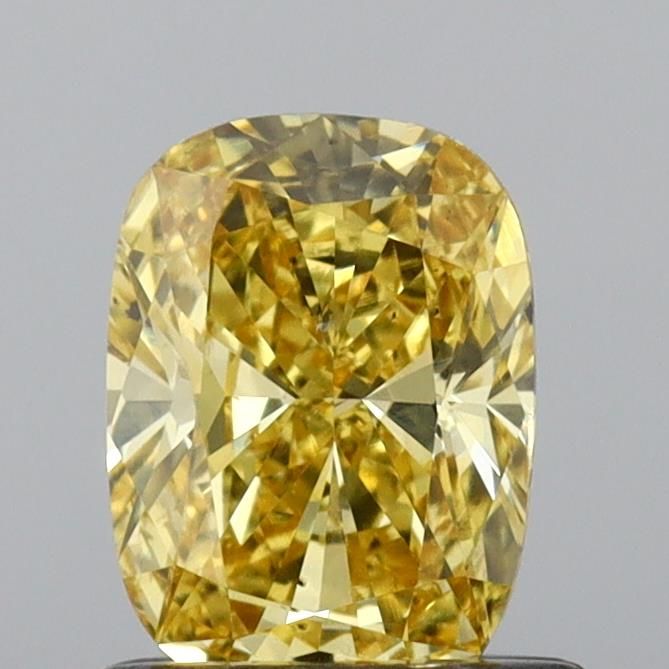 0.73 CT Fancy Vivid Yellow CUSHION BRILLIANT