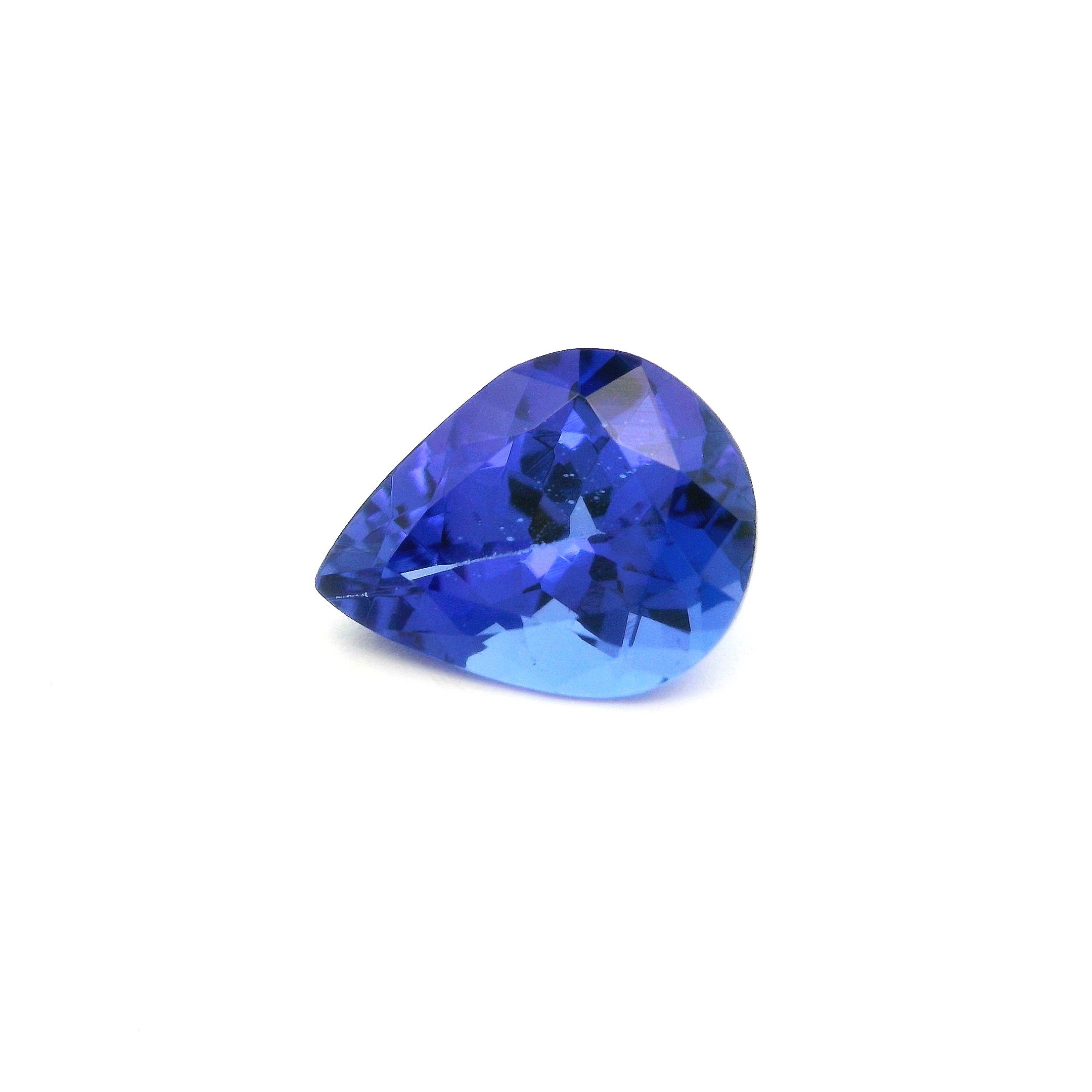 Tanzanit 1,63 ct, niebieski, szlif gruszka