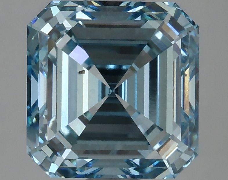 SQUARE EMERALD 2.94ct Fancy Intense Blue VS2 – EX EX NON