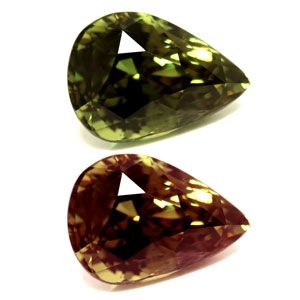 Aleksandryt 2,29 ct, zielony, szlif gruszka
