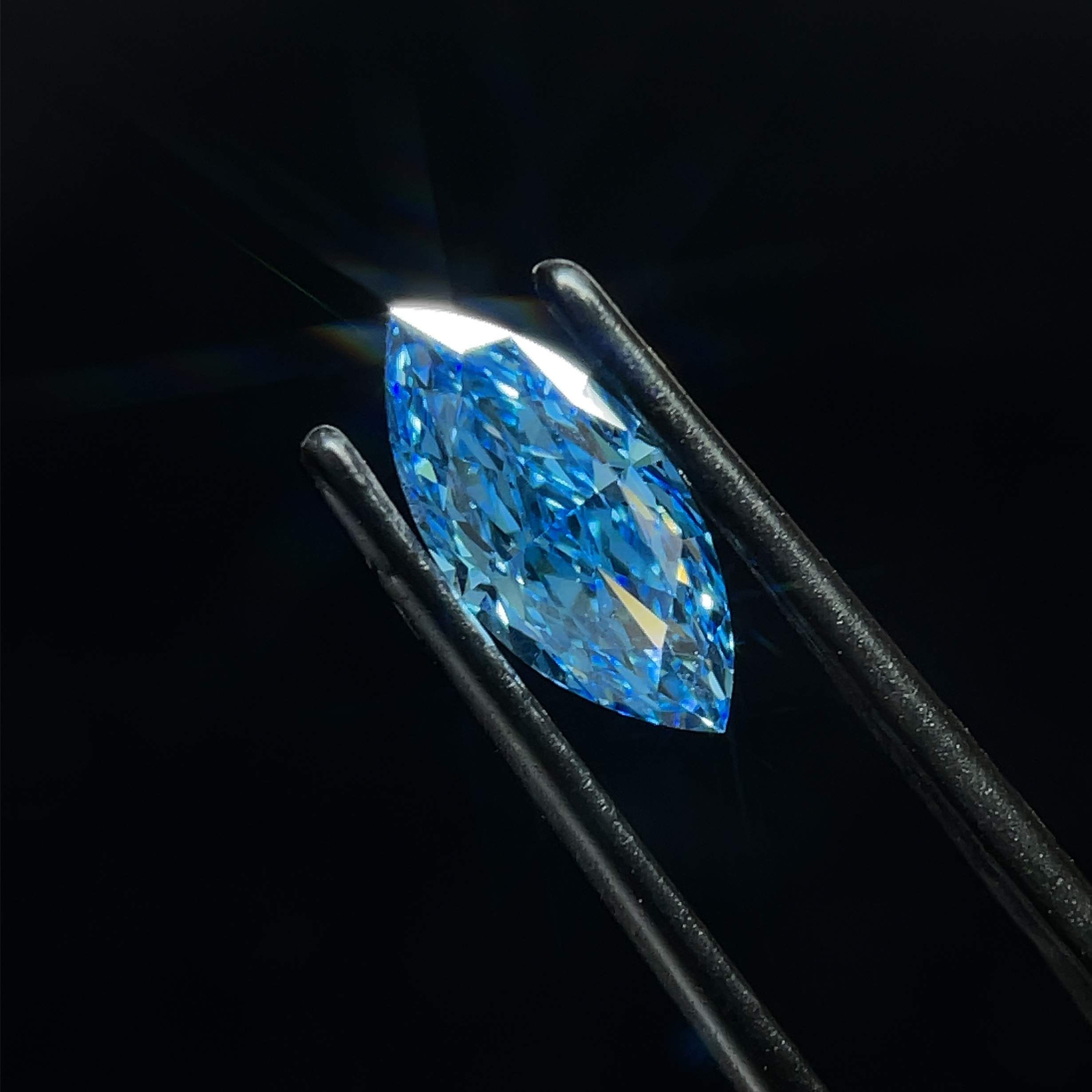 1.28 CT Fancy Vivid Blue MARQUISE