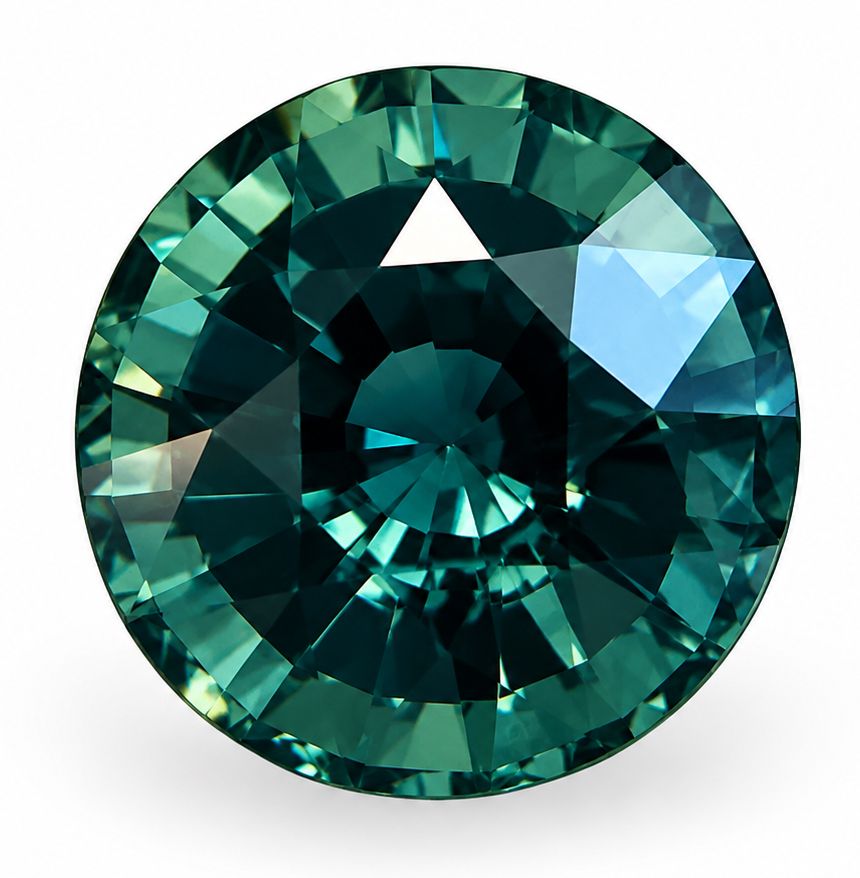 Szafir 5,25 ct, zielony, szlif okrągły