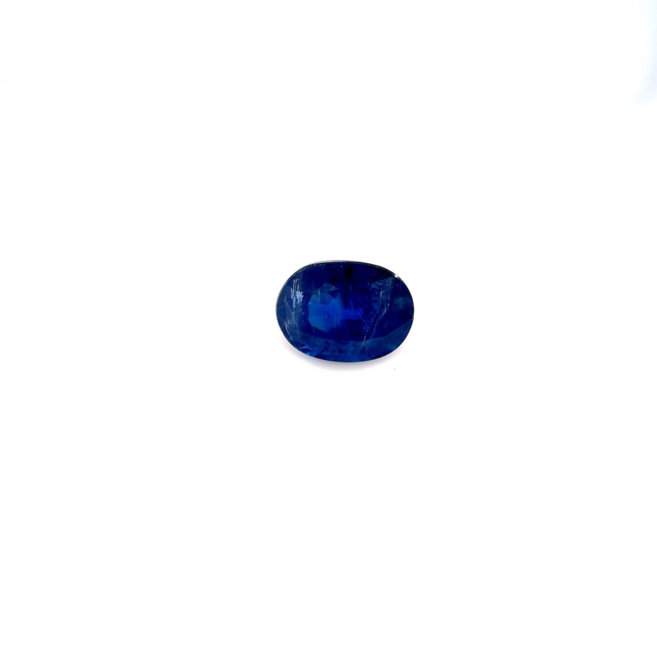 Szafir 1,96 ct, niebieski, szlif owalny