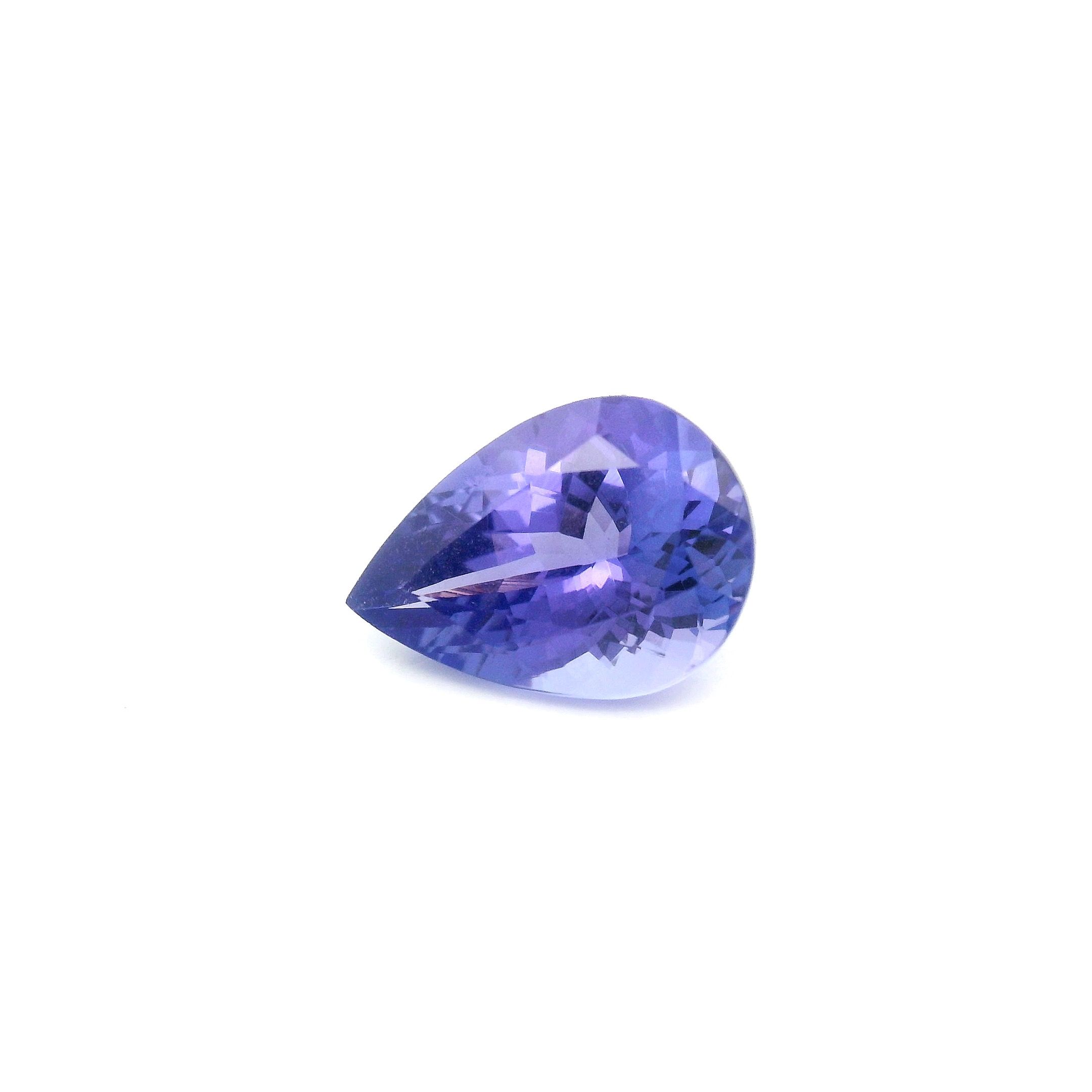 Tanzanit 1,89 ct, niebieski, szlif gruszka