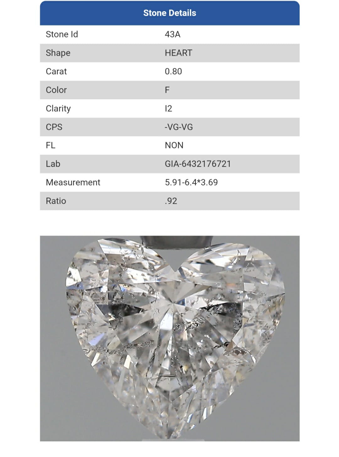 Prírodný diamant srdce, I2,...