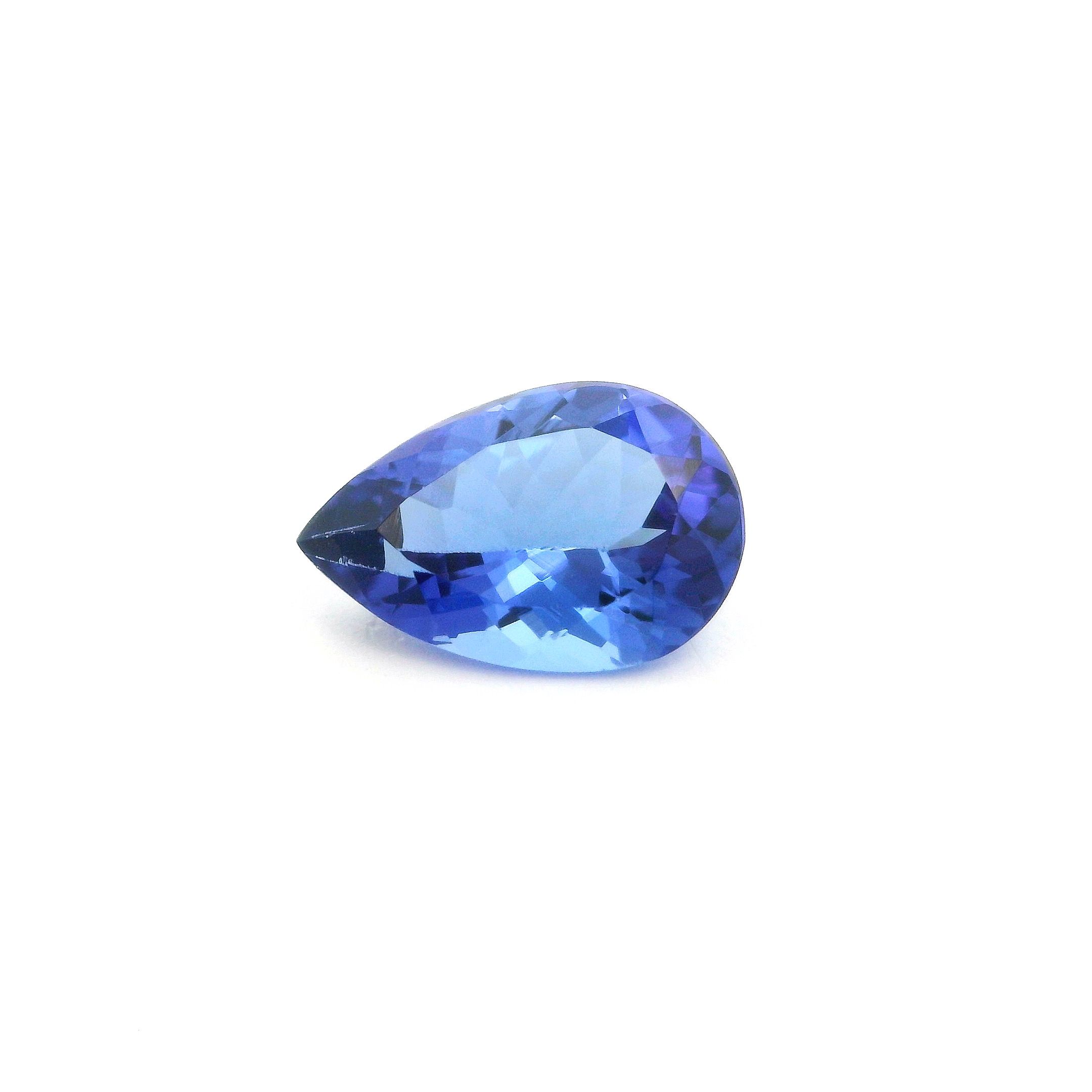 Tanzanit 1,38 ct, niebieski, szlif gruszka