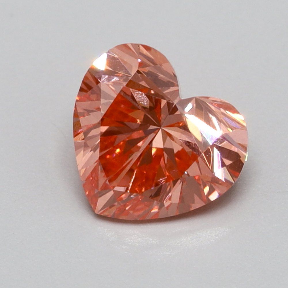 0.5 CT Fancy Vivid Orangey Pink HEART