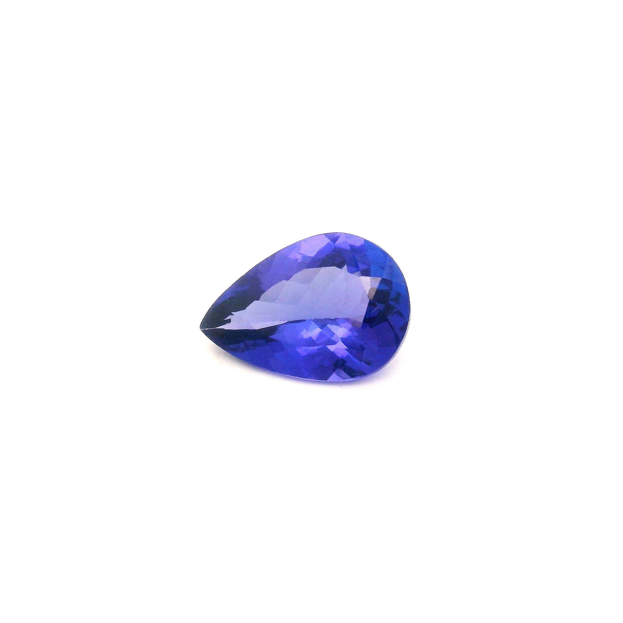 Tanzanit 1,20 ct, niebieski, szlif gruszka