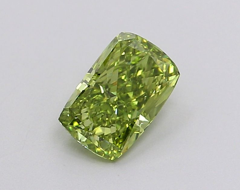 0.66 CT Fancy Deep Green CUSHION BRILLIANT