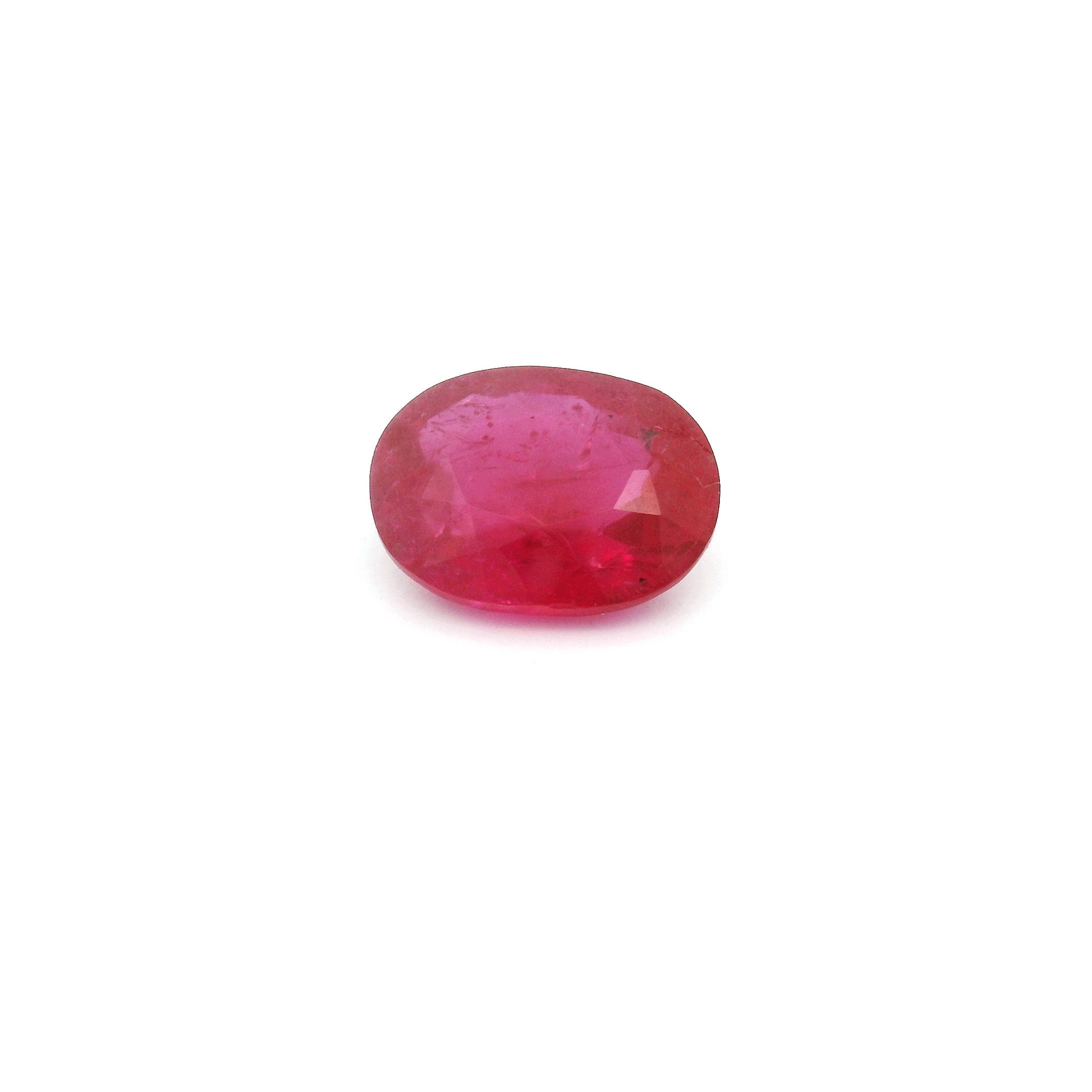 Rubin 1,49 ct, czerwony, szlif owalny