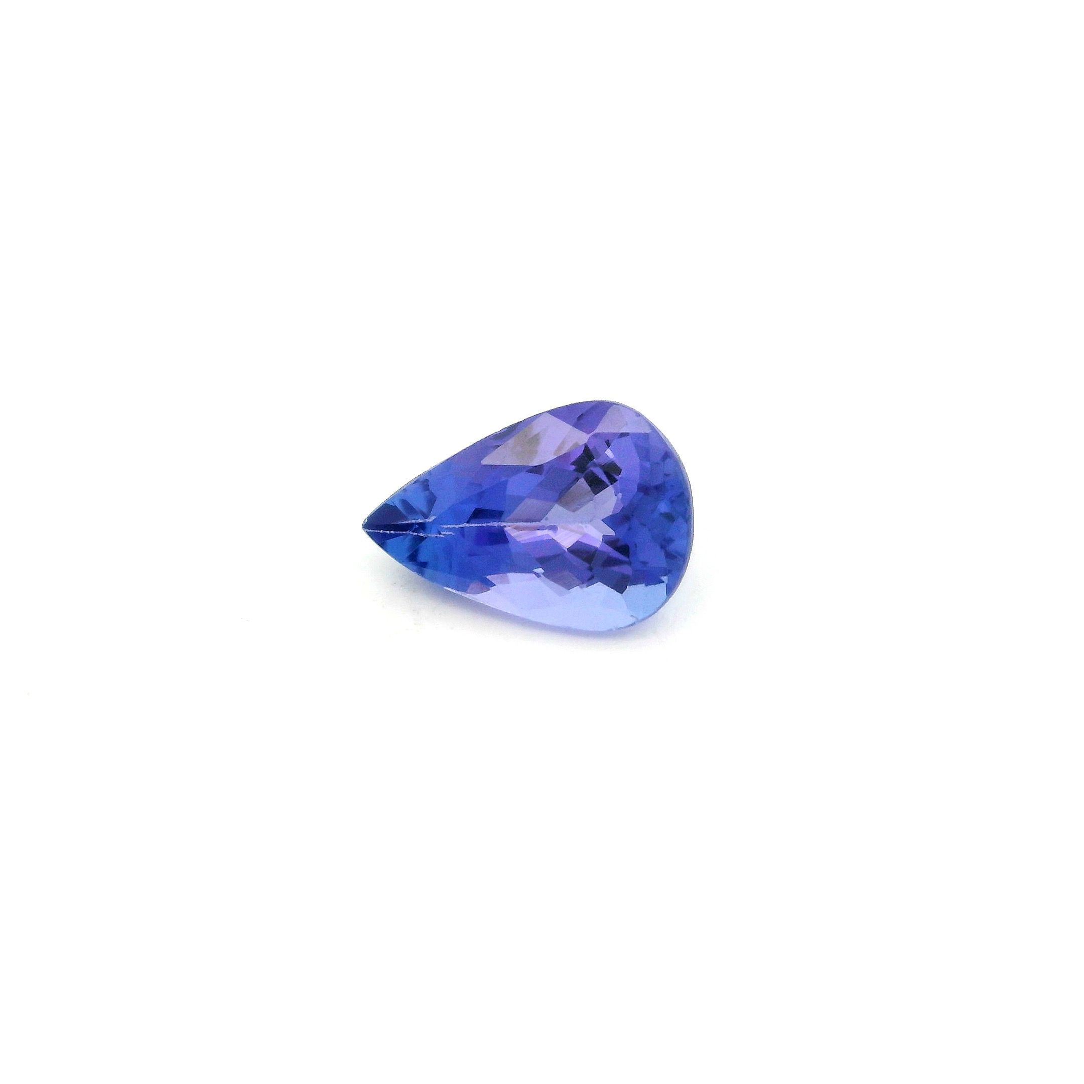 Tanzanit 1,24 ct, niebieski, szlif gruszka