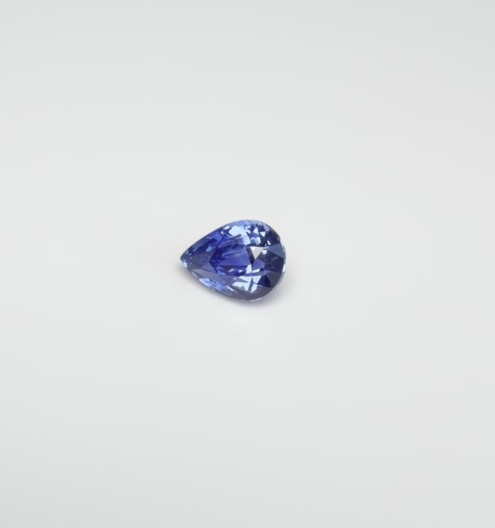 Szafir 1,07 ct, niebieski, szlif gruszka