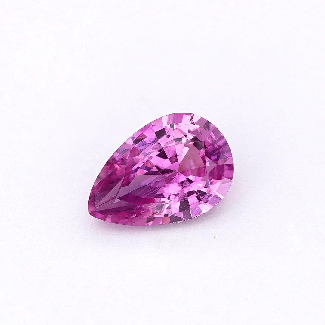 Szafir 1,04 ct, różowy, szlif gruszka