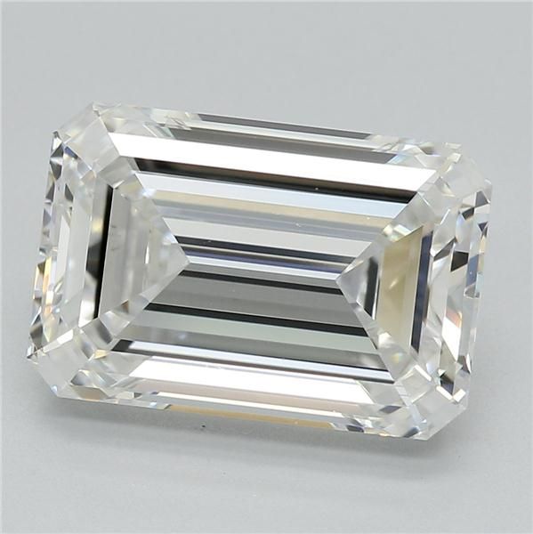 3.62-carat emerald diamond with F color, null cut, and VVS2 clarity.