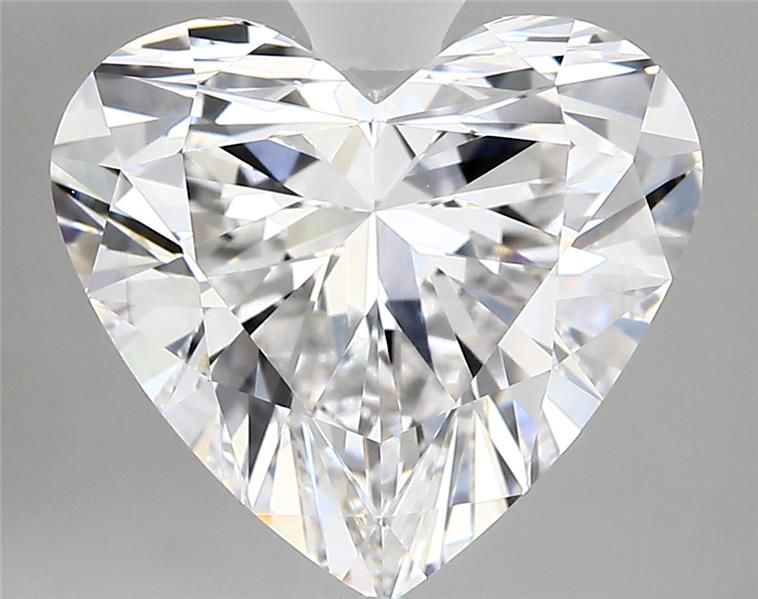 5.09-carat heart diamond with E color, null cut, and VVS2 clarity.