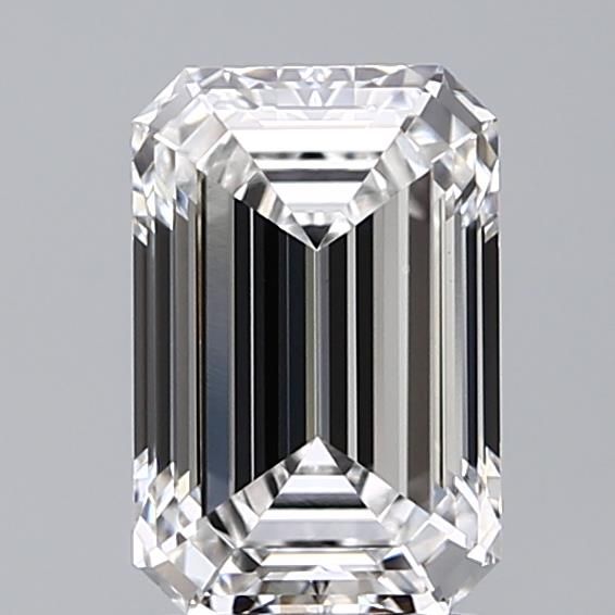 2.04-carat emerald diamond with E color, null cut, and VVS2 clarity.