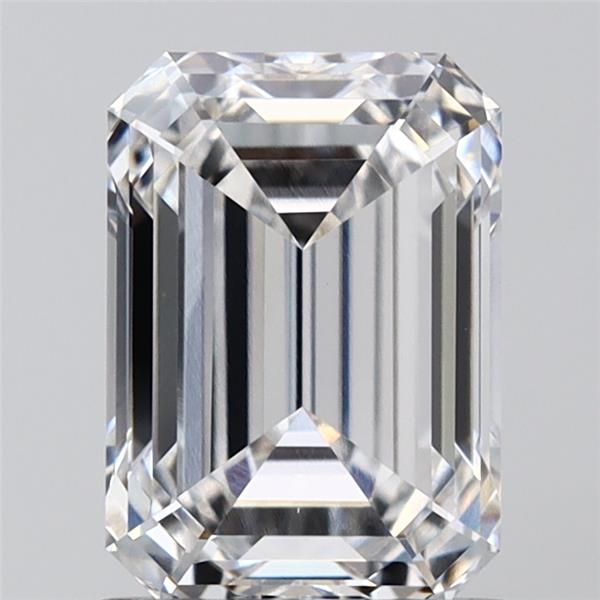 1.59-carat emerald diamond with E color, null cut, and VVS2 clarity.