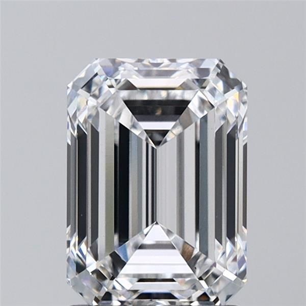 2.07-carat emerald diamond with D color, null cut, and VS1 clarity.