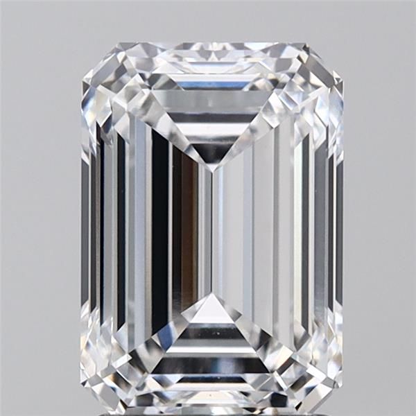 2.58-carat emerald diamond with D color, null cut, and VS1 clarity.