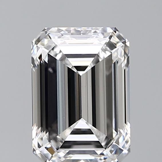 2.07-carat emerald diamond with E color, null cut, and VS1 clarity.