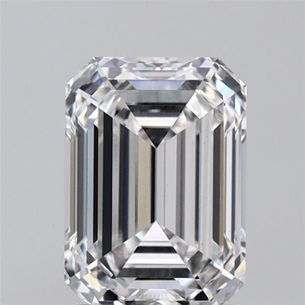 2.06-carat emerald diamond with E color, null cut, and VS1 clarity.