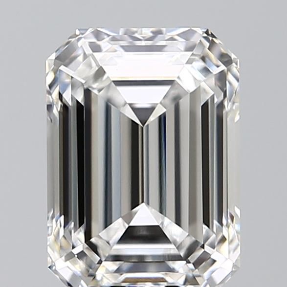 1.58-carat emerald diamond with F color, null cut, and VVS2 clarity.
