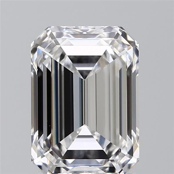 2.07-carat emerald diamond with E color, null cut, and VS1 clarity.