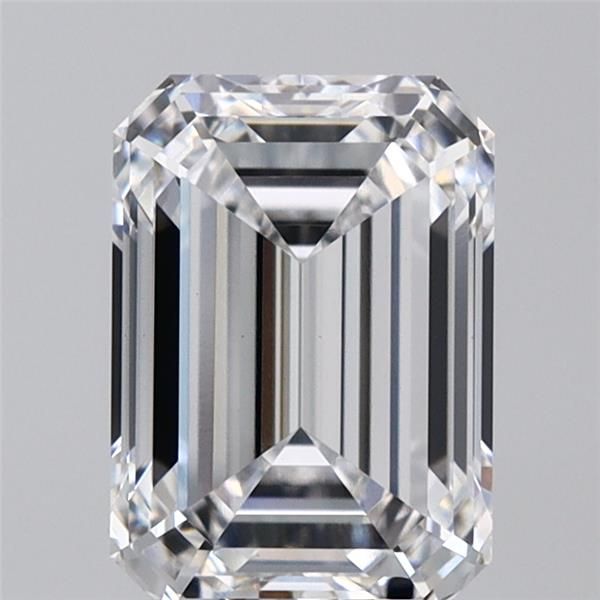 2.58-carat emerald diamond with E color, null cut, and VS1 clarity.