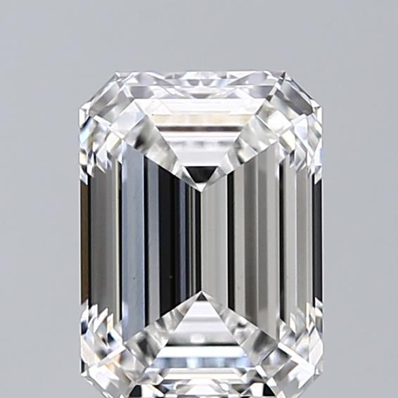 2.08-carat emerald diamond with E color, null cut, and VS1 clarity.