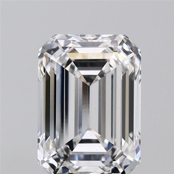 2.07-carat emerald diamond with E color, null cut, and VS1 clarity.