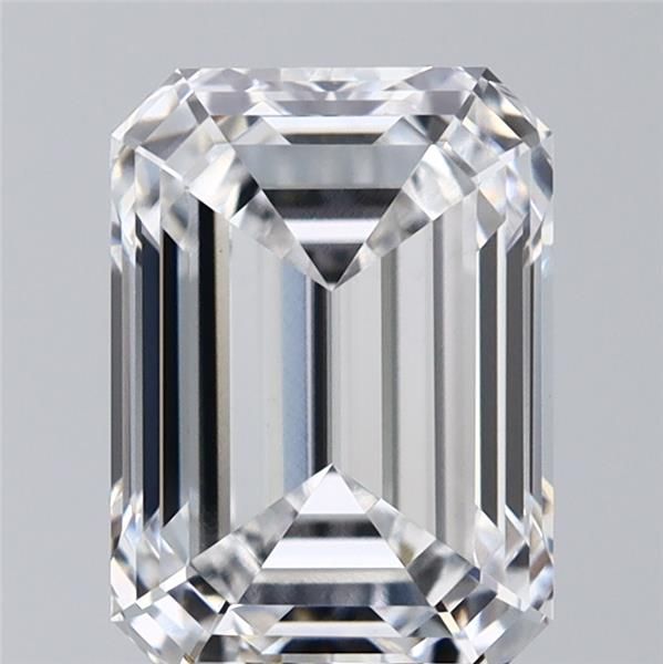 2.05-carat emerald diamond with E color, null cut, and VVS2 clarity.