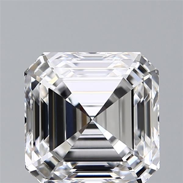 2.08-carat asscher diamond with D color, null cut, and VS1 clarity.
