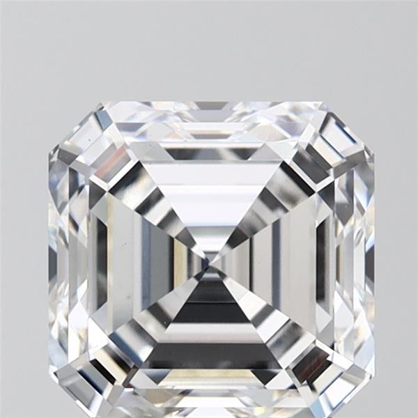 3.09-carat asscher diamond with E color, null cut, and VS1 clarity.