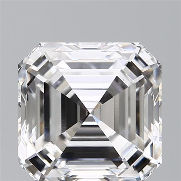 2.58-carat asscher diamond with E color, null cut, and VS1 clarity.