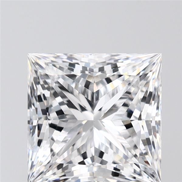 2.55-carat princess diamond with E color, null cut, and VS1 clarity.
