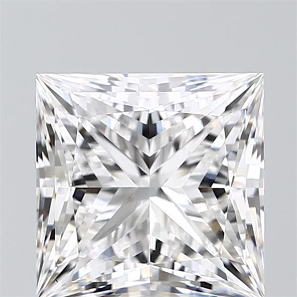 2.52-carat princess diamond with E color, null cut, and VS1 clarity.
