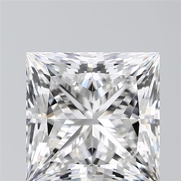 2.58-carat princess diamond with E color, null cut, and VS1 clarity.