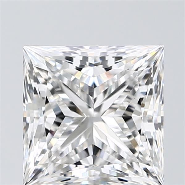 2.58-carat princess diamond with E color, null cut, and VS1 clarity.