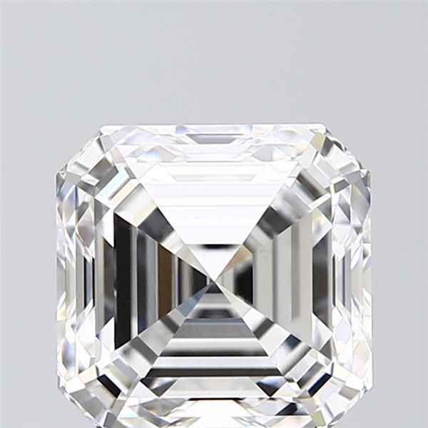 4.15-carat asscher diamond with E color, null cut, and VS1 clarity.