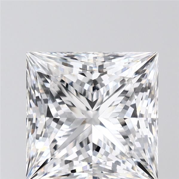 2.57-carat princess diamond with E color, null cut, and VS1 clarity.